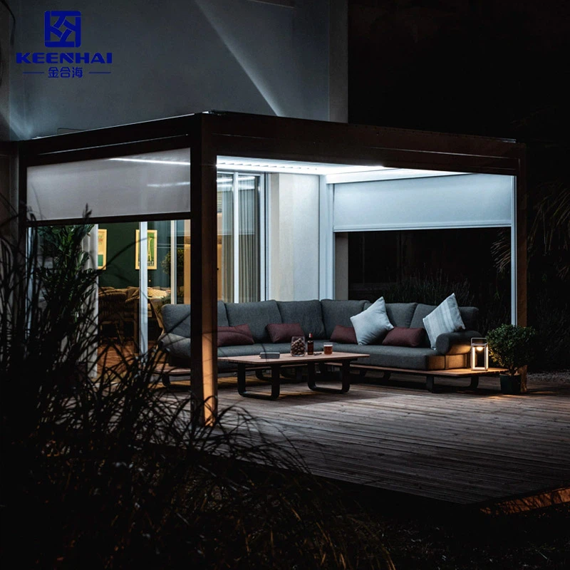 Метална пергола с прибиращ се покрив